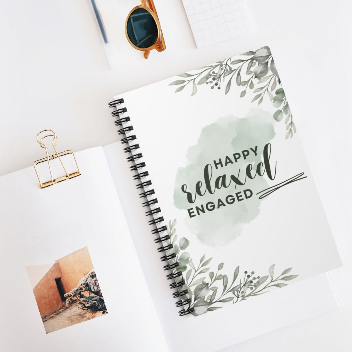 Happy Relaxed Engaged Green Notebook - Ruled Line