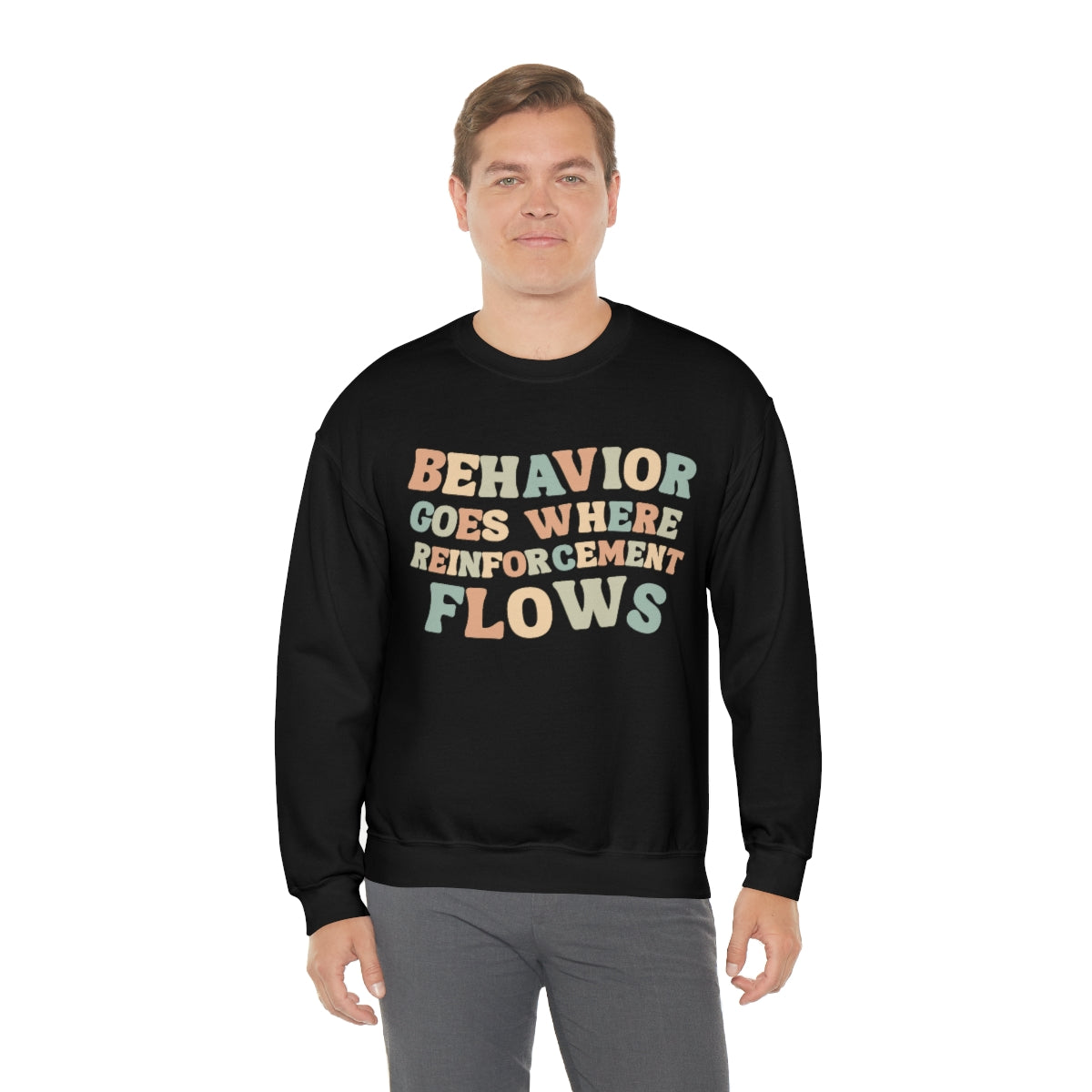 Behavior Goes Where R+ Flows Sweatshirt | Succulent Sweatshirt | Autism awareness | aba